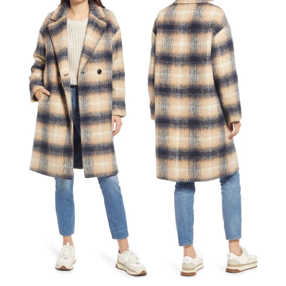 Madewell Courton Cocoon Coat in Plaid